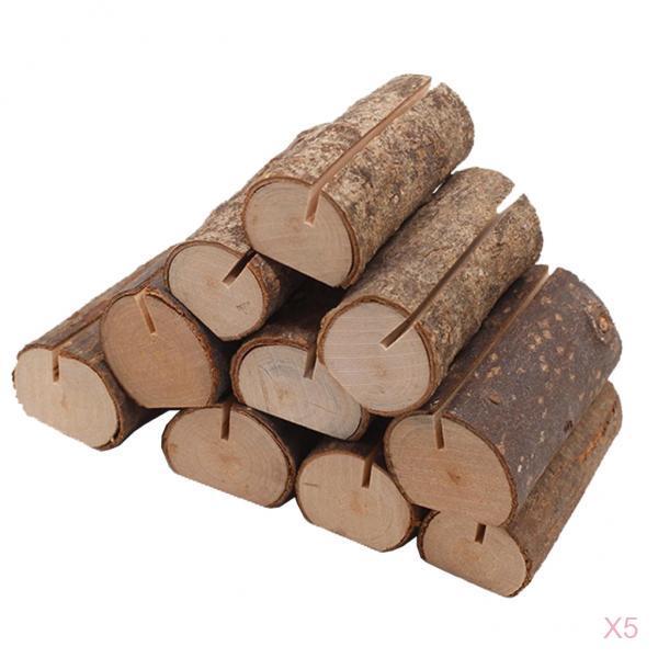 50pcs Rustic Wooden Place Card Holder Party Wedding Table Name Card Holder