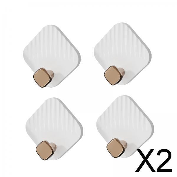 2x4 Pieces Bathroom Towel Hooks Multifunctional Hooks for Bathroom Office Hats white