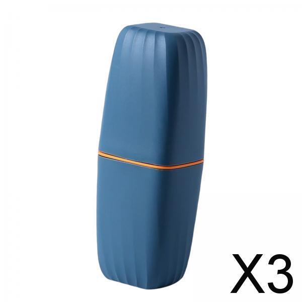 3xToothbrush Toothpaste Holder Case Compact for Business Trip Bathroom Outdoor dark blue