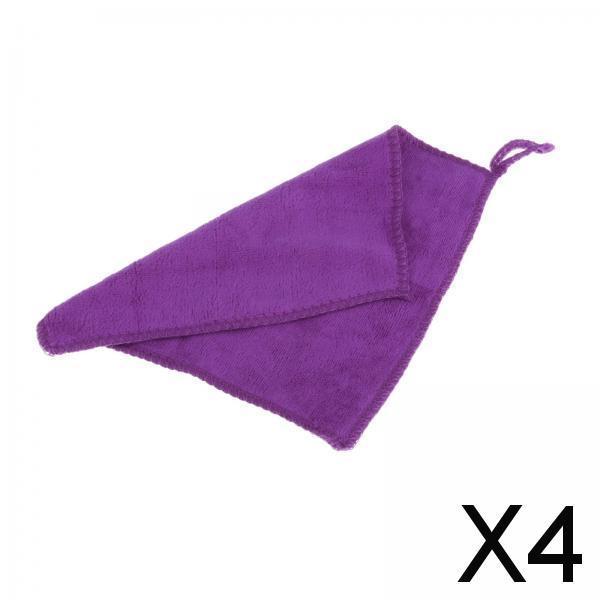 4xBilliard Cue Towel 20cmx20cm Pool Cue Clean Towel for Billiards Supplies Purple