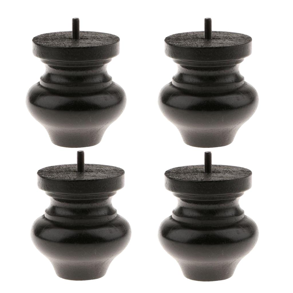 4 Pieces Wood Furniture Legs Sofa /Couch/Lounge/Chair/Bed Leg Feet 3# Black