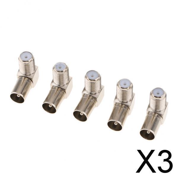 3x5Pieces F Female to TV RF Male Angle Connector Coax Coaxial Cable Adapter