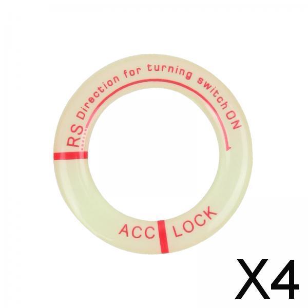 4xUniversal Ignition Switch Decoration Rings Glow in The Dark luminous Red