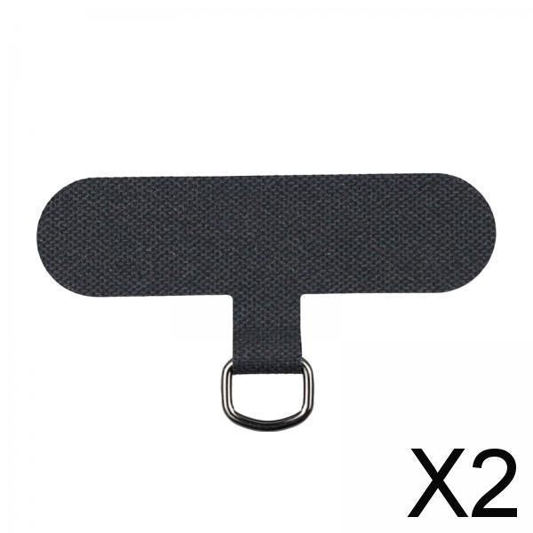 2xUniversal Phone Lanyard Patch with Metal Ring for Cellphone Case Black