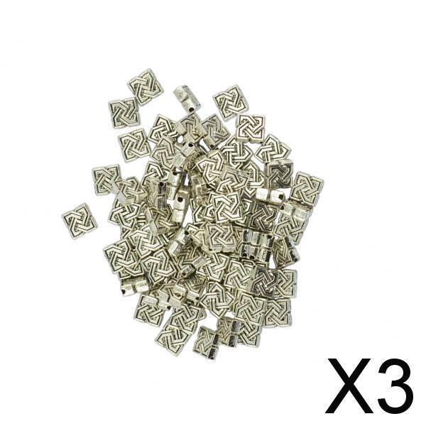 3x100 Pieces Tibetan Silver 7mm Celtic Symbol Square Spacer Beads DIY Making