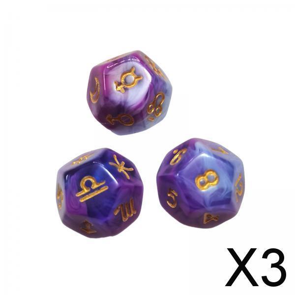 3x3 Pieces D12 Polyhedral Dice Astrology Dices for Card Game Role Playing Game Style F