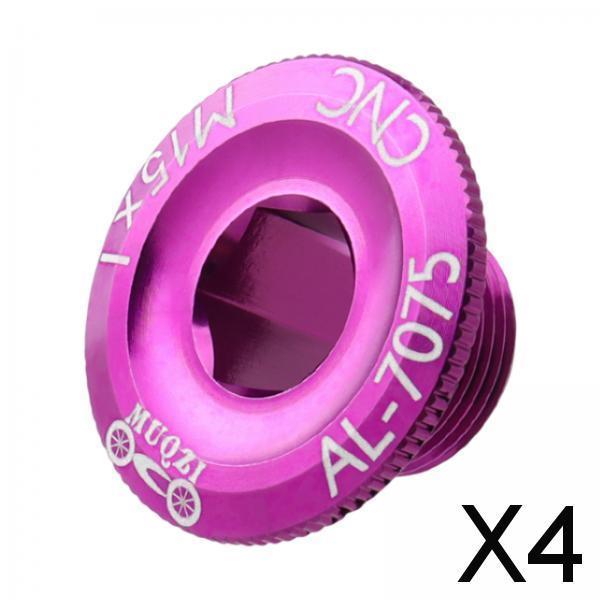 4xBicycle Crank Cover Aluminum Alloy Arm Bike Crankset Bolt for Road Bikes BMX Purple