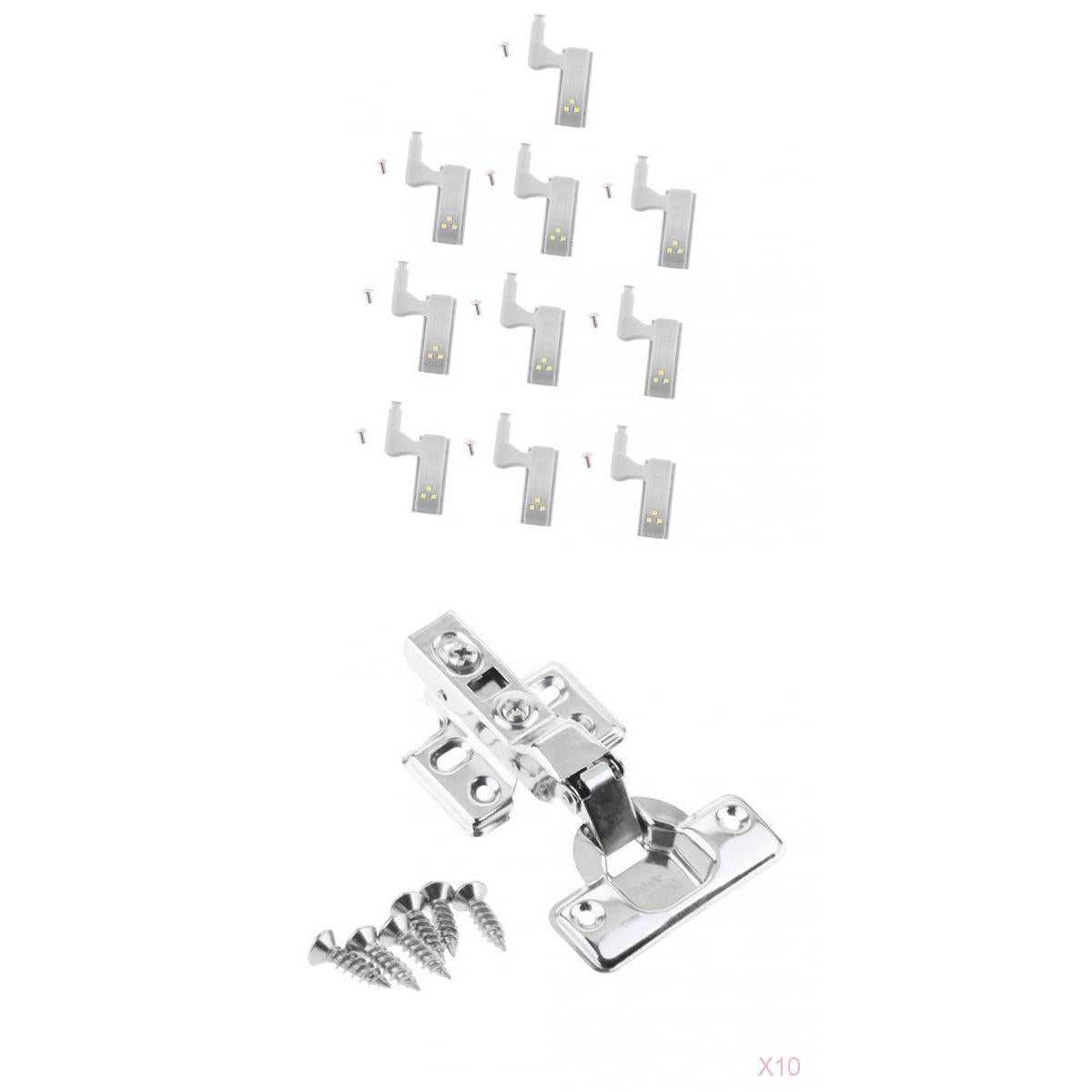 10 piece Wardrobe Hinges LED Sensor Light System+Damper Cabinet Door Hinge M