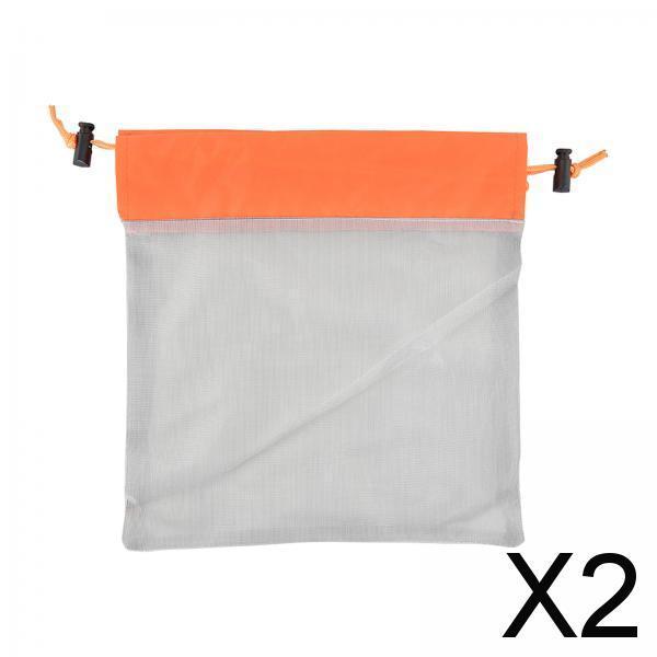2xUltralight Mesh Stuff Sack Storage Bag Drawstring Ditty Bag for Outdoor