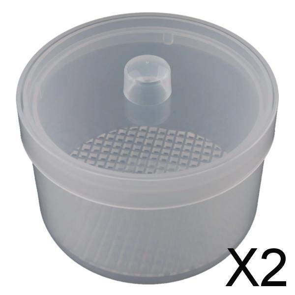 2xPlastic Nail Art Drill Bits Cleaning Storage Box Grinding Head Case Clear