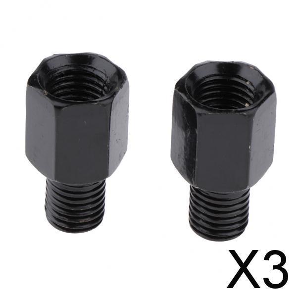 3xScooter Motorcycle Rearview Side Mirror RH 10mm - LH 10mm Adapter Black
