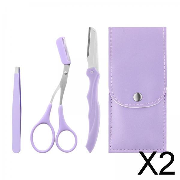 2xEyebrow Trimming Kit Eyebrow Tools Kit Stainless Steel Durable for Salon