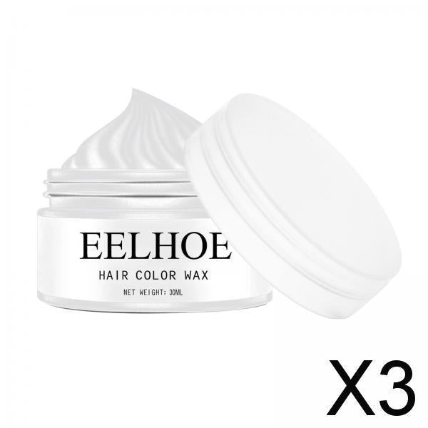 3xHair Coloring Dye Wax Styling Washable Natural One-Time for Cosplay White
