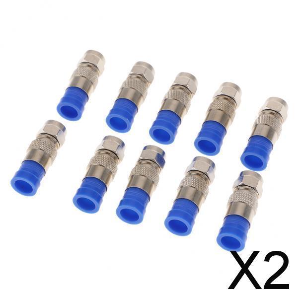 2x10 Pieces RG6 Quad Shield Coaxial Cables F Connector Adapter Compression