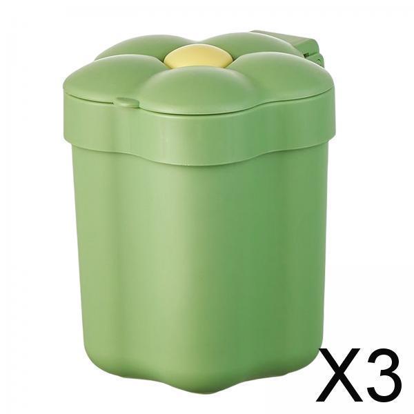 3xMini Desktop Trash Can Mini Wastebasket Garbage Bin Waste Can for Bathroom Green