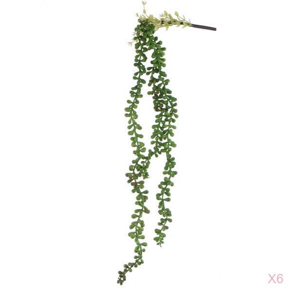 6x Artificial Flower String of Pearls Wall Hanging Succulents Plants Green