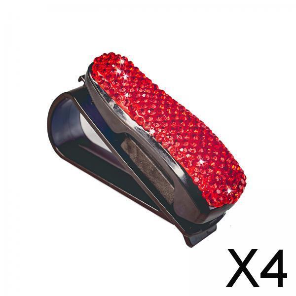 4xSun Visor Eyeglasses Clip Space Saving Interior Accessories Organizer Rack Red