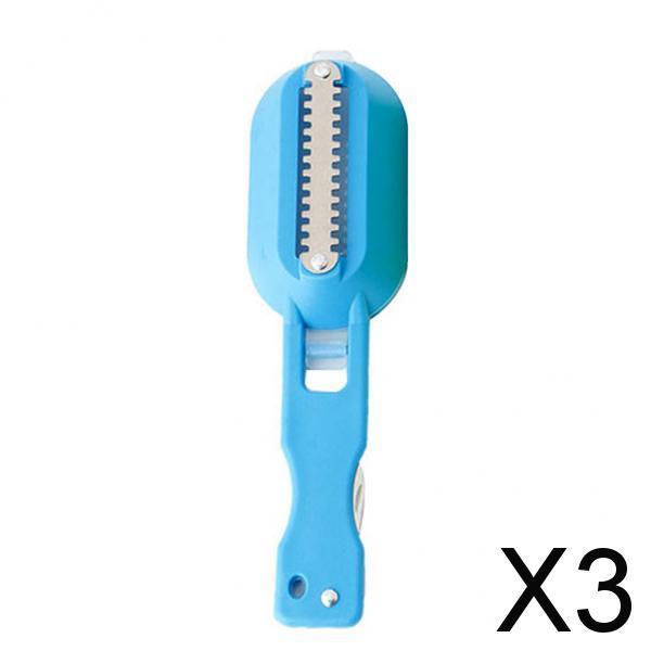 3xScraping Fishing Scale Brush Fish Scale Remover Fish Skin Graters Cleaning Blue