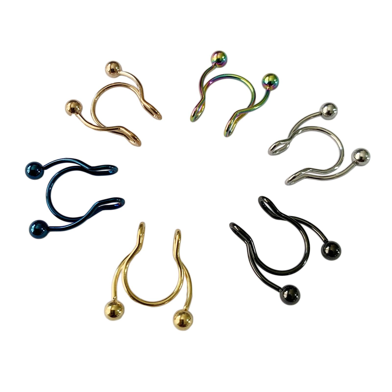 6Pcs Nose Rings Punk Style U Shape Nose Studs for Daily Wear Party Women Men