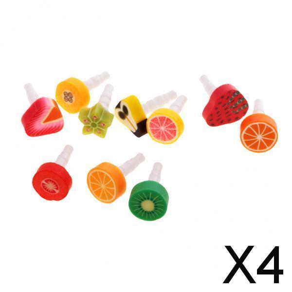 4x10 Pieces Fruit Dust Plug Anti Dust Cap 3.5mm Jack For Smartphone Tablet MP4
