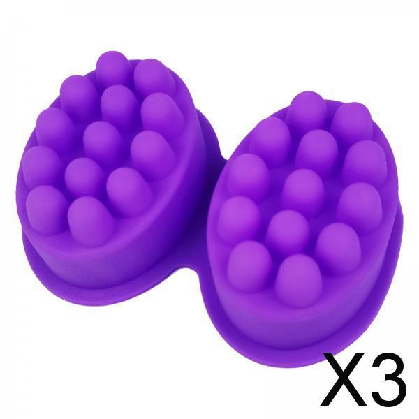 3xEllipse Silicone Massage Bar Soap Mold 2 Cavities Nonstick Durable