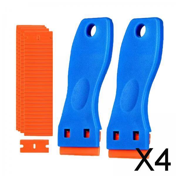 4xGlass Scraper with Blade Cleaner Blade Scraper for Removing Windshields Wall Blue