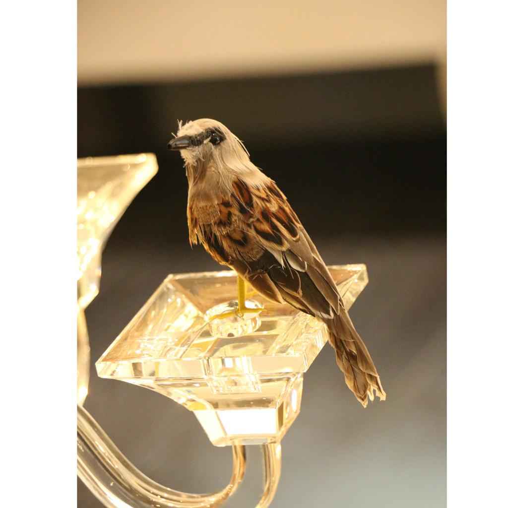 Artificial Bird Feathered Realistic Sparrow Home Garden Decor Ornament 1