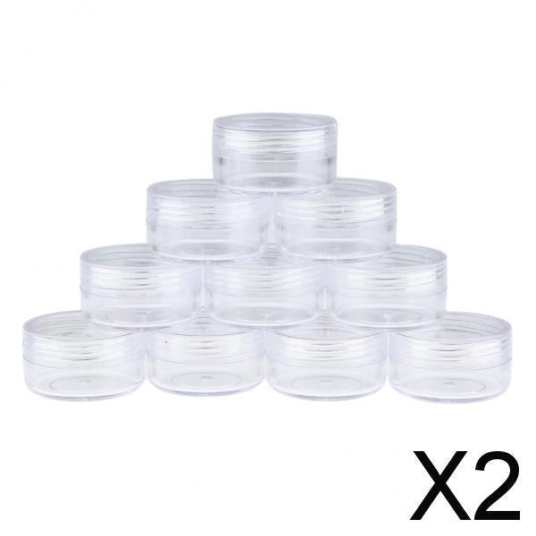 2x10x Empty Round Clear Makeup Jar Pot Powder Travel Cream Cosmetic Container 10g(A)