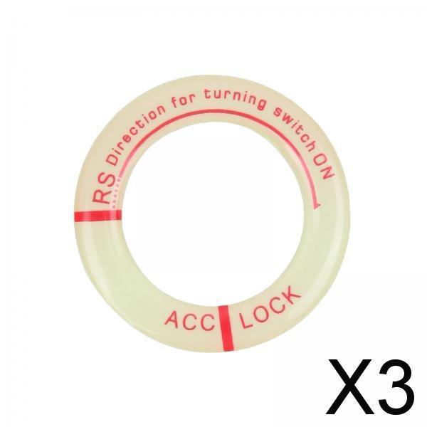 3xUniversal Ignition Switch Decoration Rings Glow in The Dark luminous Red