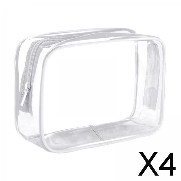 4xWaterproof Toiletry Bag Reusable Holder Container Beach Bag Clear Makeup Bag White