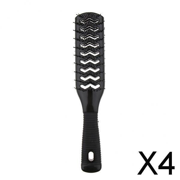 4x2 Side Vented 9 Row Styling Hairbrush Detangler Comb for Wet Black