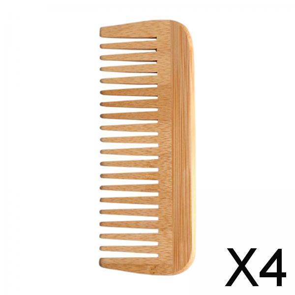 4xBamboo Hair Comb Wide Tooth Detangling Comb Detangling for wet and dry Hair