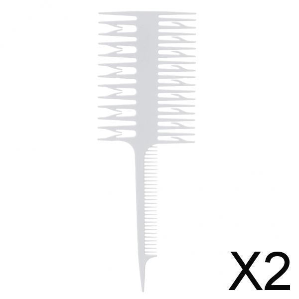 2xSalon 3-Way Weaver Weaving Comb Hair Dyeing Sectioning Highlighting White