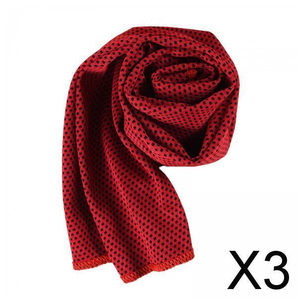 3xCooling Towel Breathable Fast Drying Ice Towel for Exercise Hot Weather red