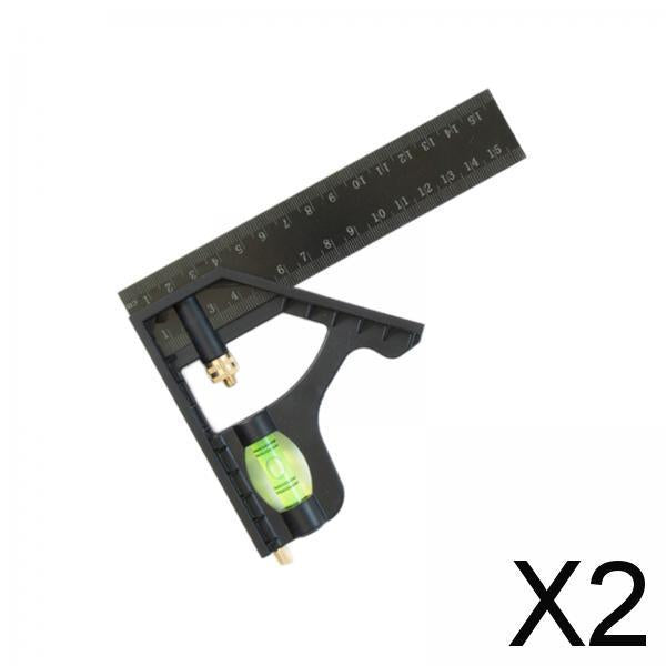 2xAdjustable Carpenters Square with Horizontal Bubbles Right Protractor Square 15cm