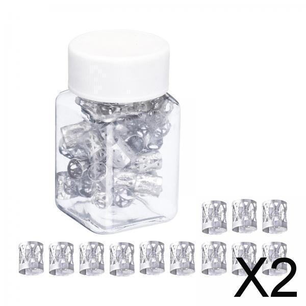 2x100x Dreadlocks Beads Decorations Pendants Metal for Hair Accessory Silver