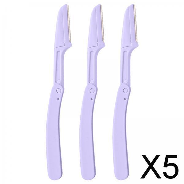 5x3 x Foldable Eyebrow Trimmer Razor Steel Blade Reusable for Men Women Purple