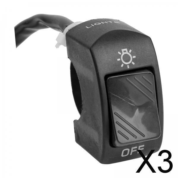 3xMotorcycle Headlight Control Switch Button Easy Installation Replaces on Off Switch Black