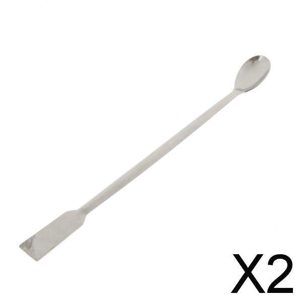 2xDouble-end Stainless Steel Dispensing Spoon/Spade Lab Scrapers 20cm