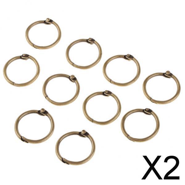 2x10 Pieces 2cm Album Binder Spiral Ring Refillable Loose Leaf Rings Bronze