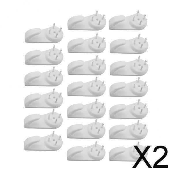 2x20 pieces Plastic Hard Wall Hooks Picture Frame Hanging Hooks & Nails Set