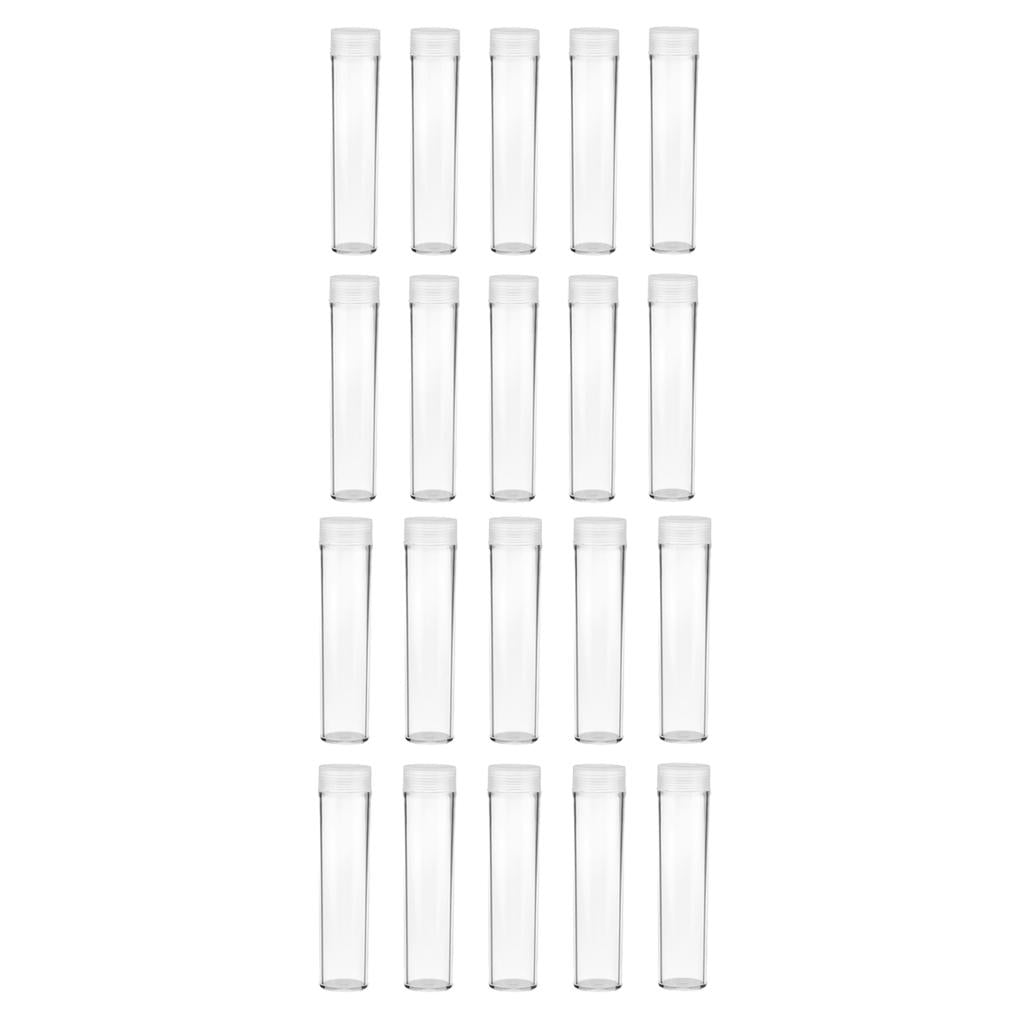 20Pcs Protective Tube Holder Clear Round Cases Coin Storage Boxes 20.5/25mm