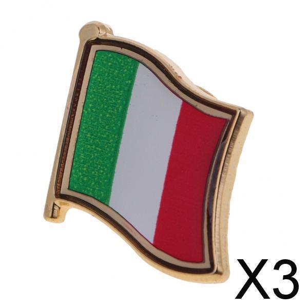 3xNational Metal Flag Pin Badge Enamel Badge for Clothes Lapel Bag Decor Italy