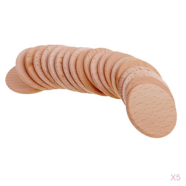 100pcs Natural Round Unfinished Wood Embellishments for Art DIY Crafts 36mm