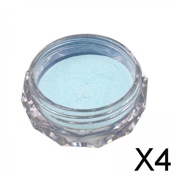 4xChrome Nail Powder Iridescent Pearlescent Mirror Effect for Professionals Blue