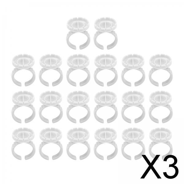 3x100x Glue Rings Lash Glue Cups for Tattoo Volume Lash Makeup White