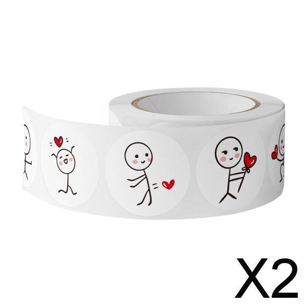 2x500 Pieces Valentine's Day Stickers Decor for Present Package Festival Party