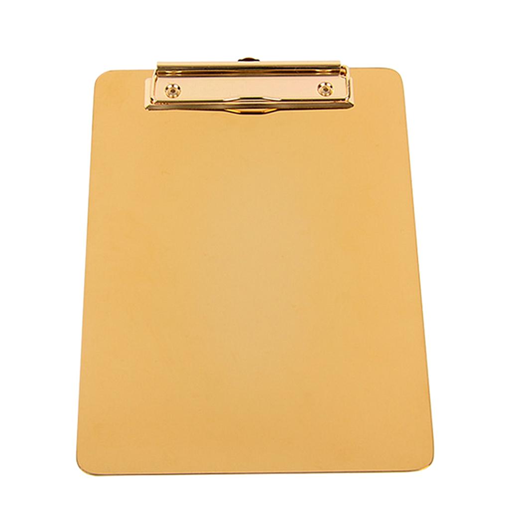 5.9x8.27'' Gold Metal Clipboard w/ Flat Metal Clip Business Office Warehouse