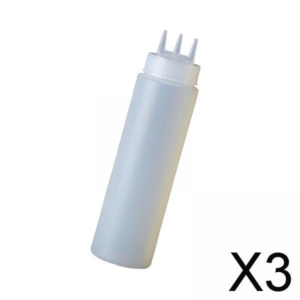 3x3 Hole Ketchup Bottle Portable Dispenser Bottle for Syrup Condiments Ketchup 650ml