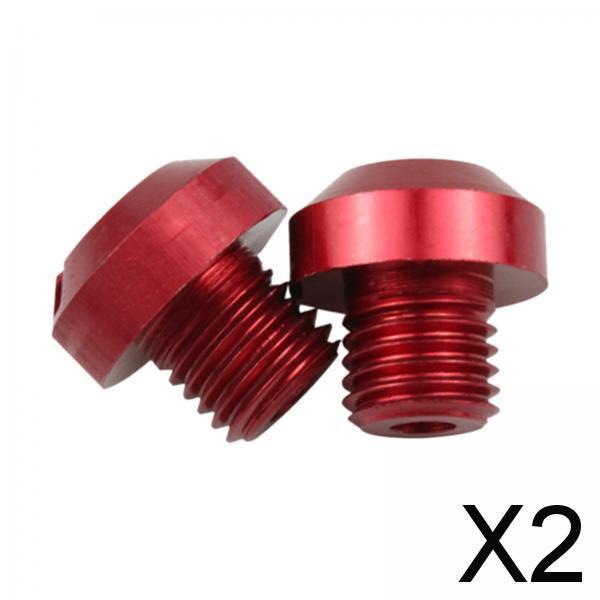 2x2 Pcs M10x1.25 Rearview Mirrors Thread Hole Plug Screw Bolts Red Positive